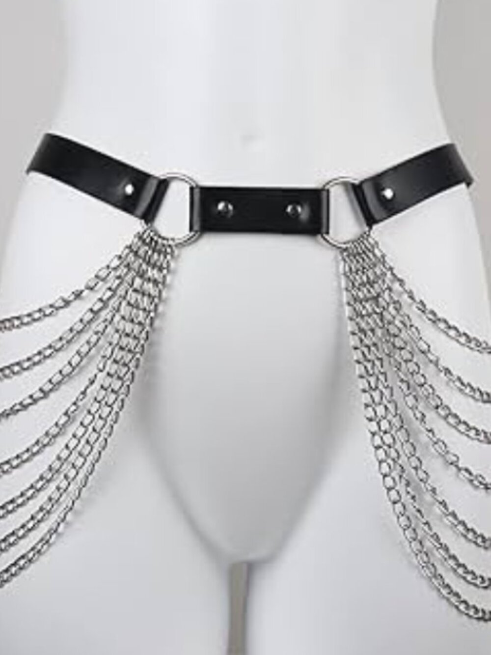 PU Leather Bondage Body Chain Harness Garter Belt - Picture 3 of 7